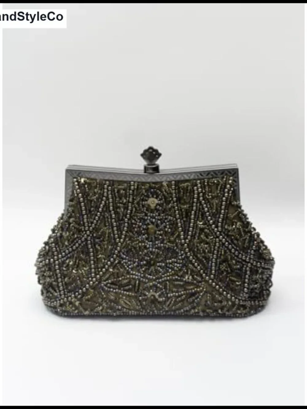 Beaded Evening Clutch Purse Silk Lined Detachable Chain Formal Bag